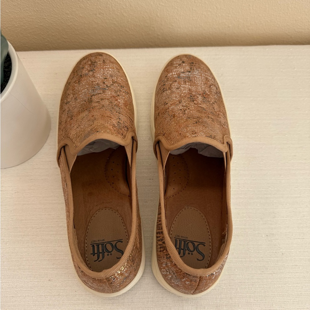 Sofft Brown/Silver Foil Leather Slip-On Casual Sneakers - Picture 7 of 11